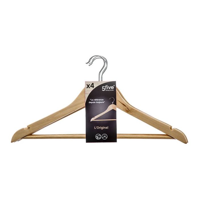 Perchas de Madera Natural Pack 4 Unidades