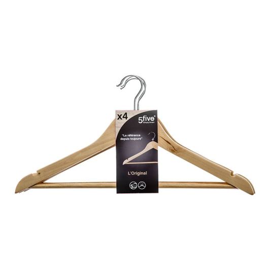 Perchas de Madera Natural Pack 4 Unidades