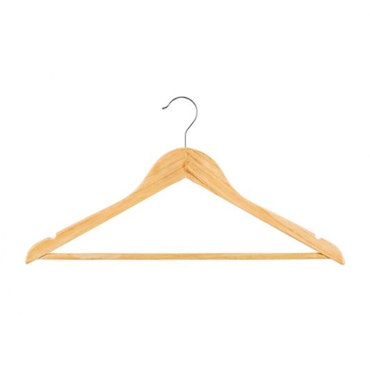 Pack 4 Wooden Hangers Natural Finish Set for Closet