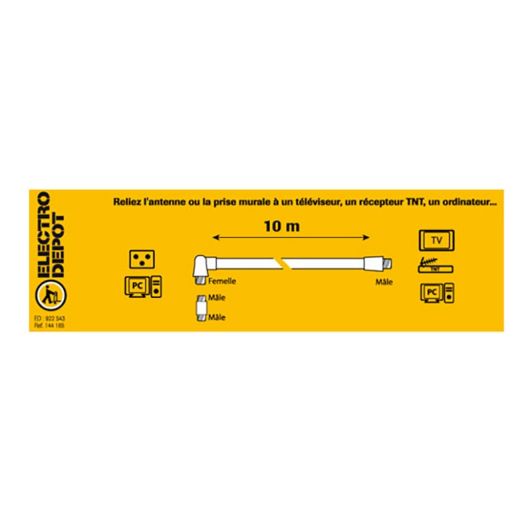 EDENWOOD Cable De Antena 10 M Macho‑Hembra Blanco