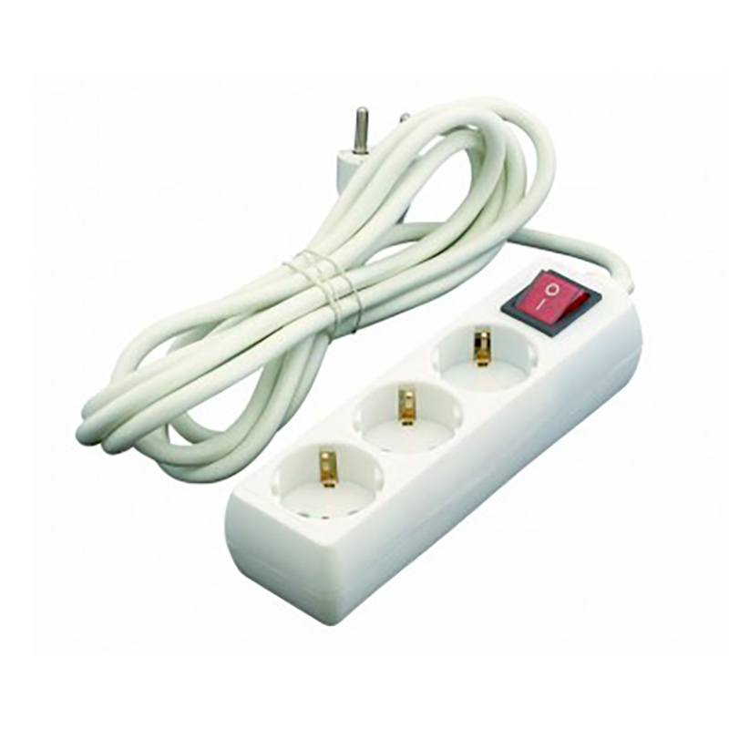 EUROBRIC Base Múltiple 3 Tomas con Interruptor Blanco 16A 1,5m