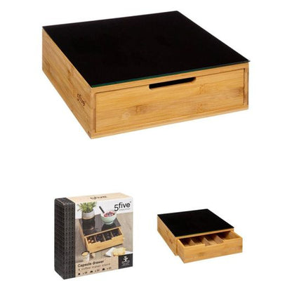 Cajonera de Almacenamiento Bambú Negro para Cápsulas de Café