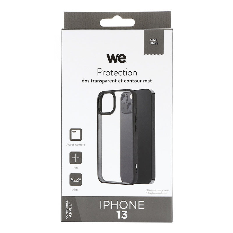 WE Carcasa iPhone 13 Transparente con Borde Negro