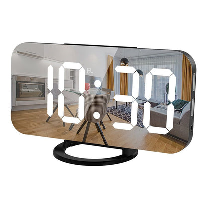 EDENWOOD Spiegel Wecker mit USB, 4 Helligkeitsstufen, Schwarz