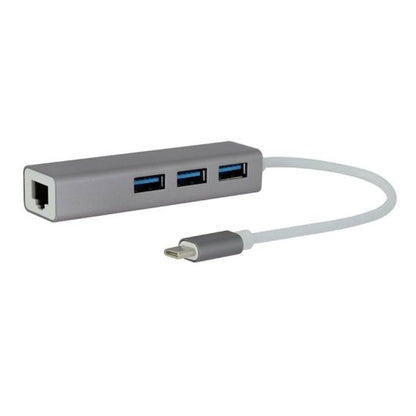 SEDEA Hub Adaptador USB‑C a RJ45 con 3 puertos