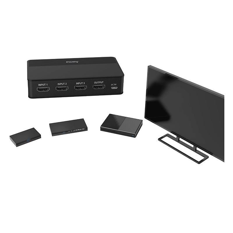 Conmutador HAMA HDMI 4K 3 Entradas 1 Salida Ultra HD