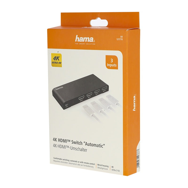 Conmutador HAMA HDMI 4K 3 Entradas 1 Salida Ultra HD