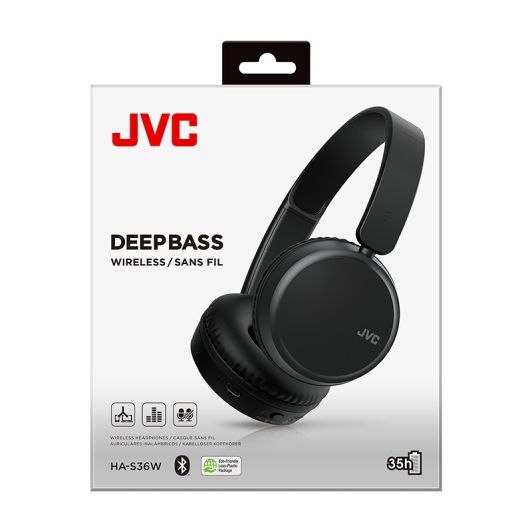 JVC HA-S36W-B-U Bluetooth Over‑Ear Headphones with 35h Battery