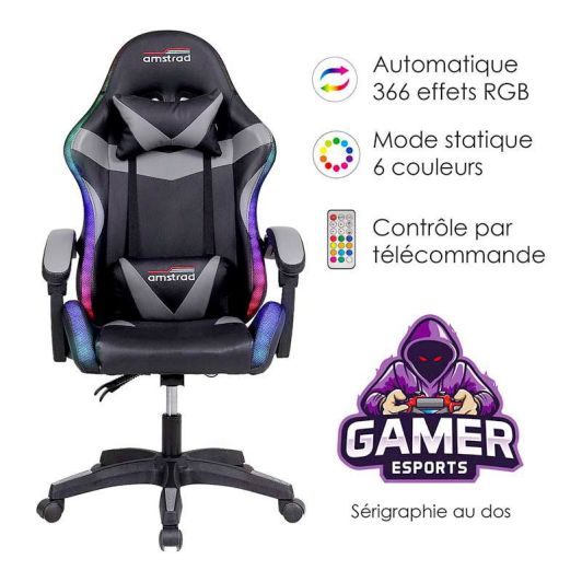 AMSTRAD 900 Silla Gaming LED RGB Negro