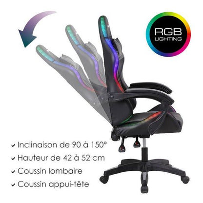 AMSTRAD 900 Silla Gaming LED RGB Negro