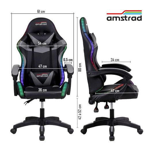 AMSTRAD 900 Silla Gaming LED RGB Negro