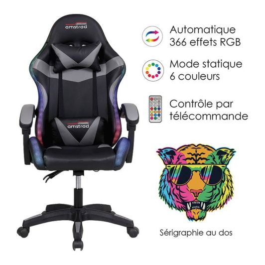 AMSTRAD 900 Silla Gaming LED Tiger Negra
