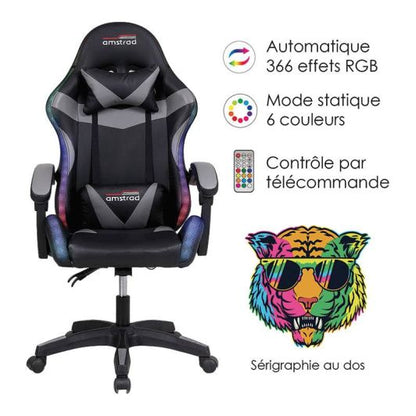 AMSTRAD 900 Silla Gaming LED Tiger Negra