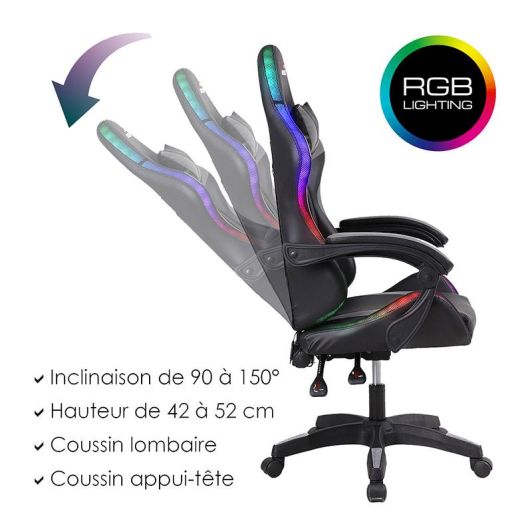 AMSTRAD 900 Silla Gaming LED Tiger Negra