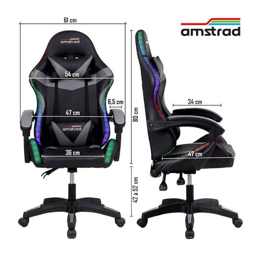 AMSTRAD 900 Silla Gaming LED Tiger Negra