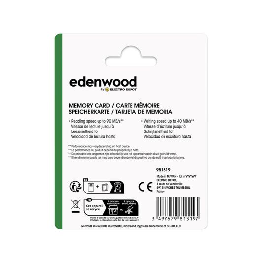 Edenwood Tarjeta Micro SD 32 GB Clase 30 con Adaptador