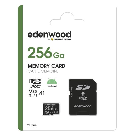 EDENWOOD Tarjeta Micro SD 256GB Clase 10 con Adaptador