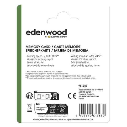 EDENWOOD Tarjeta Micro SD 256GB Clase 10 con Adaptador