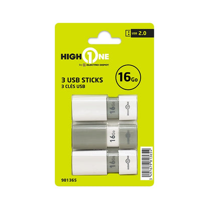 High One Pack USB 2.0 16 GB x3