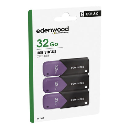 EDENWOOD Memoria USB 3.0 32 Gb Pack de 3