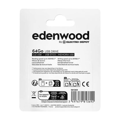 EDENWOOD Memoria USB 64GB Almacenamiento Portátil Compatibilidad Universal