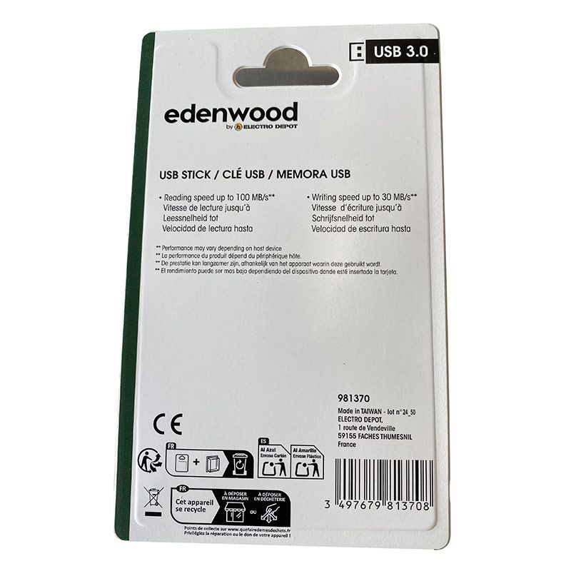 EDENWOOD Memoria USB 3.0 64 GB Pack 3 Unidades 192 GB