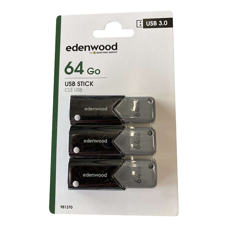 EDENWOOD Memoria USB 3.0 64 GB Pack 3 Unidades 192 GB