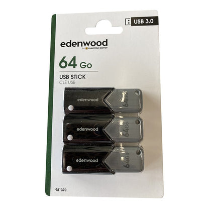 EDENWOOD Memoria USB 3.0 64 GB Pack 3 Unidades 192 GB
