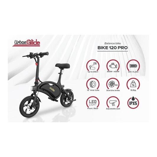 URBANGLIDE Bike 120 Pro Bicicleta Eléctrica Negra 12"
