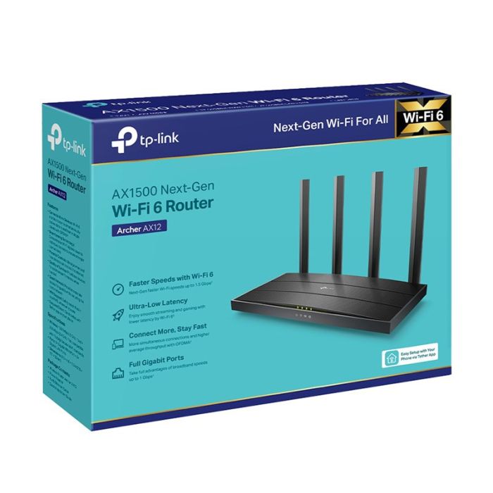 TP Link AX1500 Router Wi‑Fi 6 Dual Band High Speed