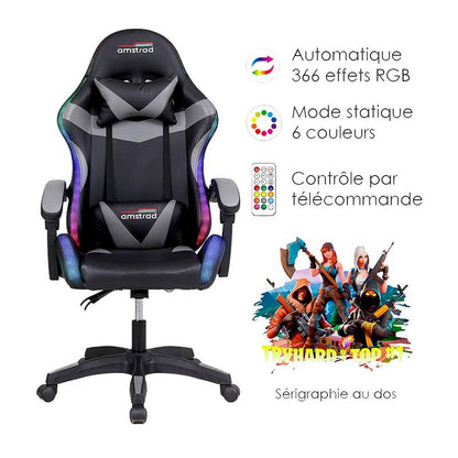 AMSTRAD AMS-900 Silla Gaming LED Negro Ajustable Ergonómica