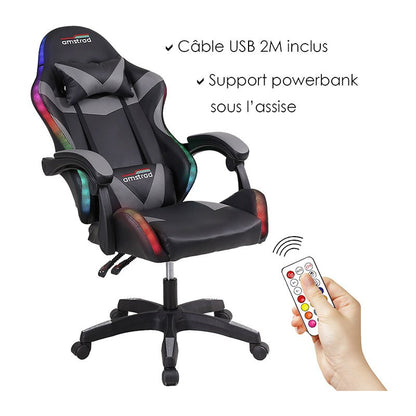 AMSTRAD AMS-900 Silla Gaming LED Negro Ajustable Ergonómica