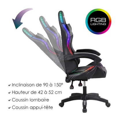 AMSTRAD AMS-900 Silla Gaming LED Negro Ajustable Ergonómica