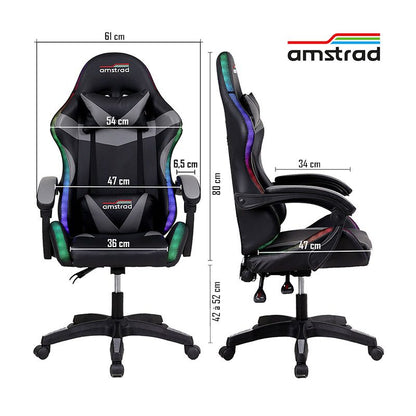 AMSTRAD AMS-900 Silla Gaming LED Negro Ajustable Ergonómica