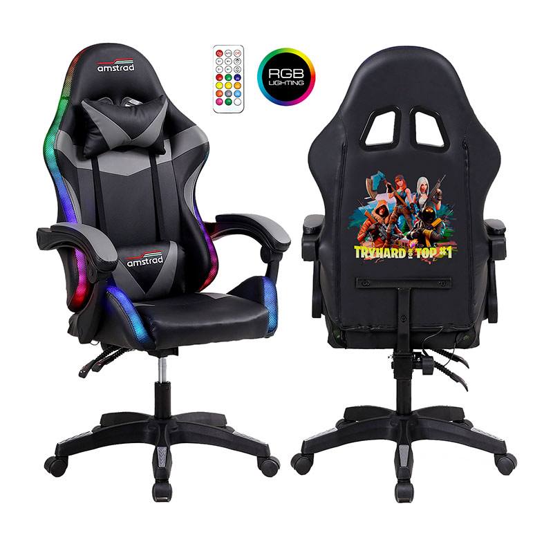 AMSTRAD AMS-900 Silla Gaming LED Negro Ajustable Ergonómica