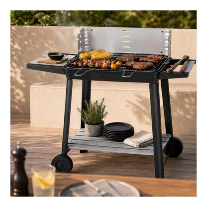 Barbacoa Carbón 6‑8 Personas con Cortavientos y Estante VALBERG 49cm CH-VAL-KETTLE57