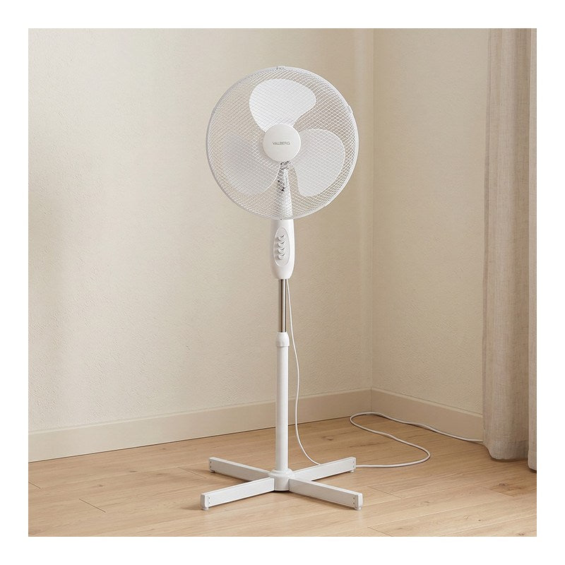 VALBERG Ventilador de Pie 45W 40 cm 3 Velocidades Oscilante Blanco