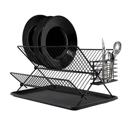 Cosylife Escurridor de Metal Negro Plegable