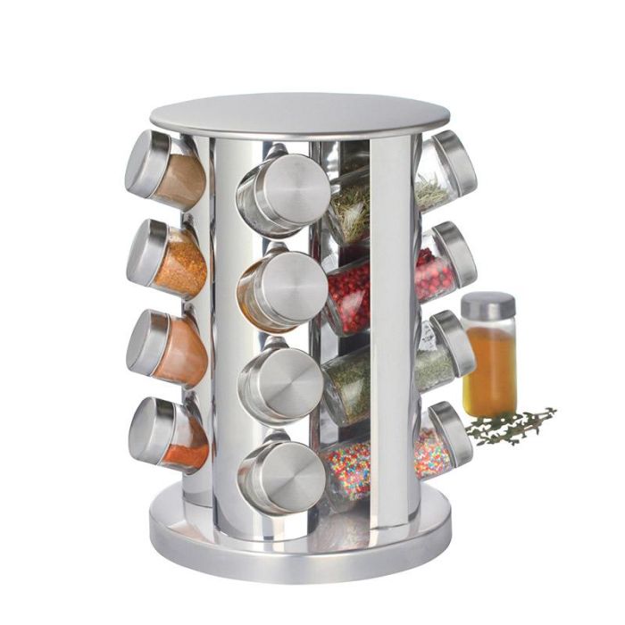 Carrusel de Especias Giratorio con 16 Tarros de Cristal