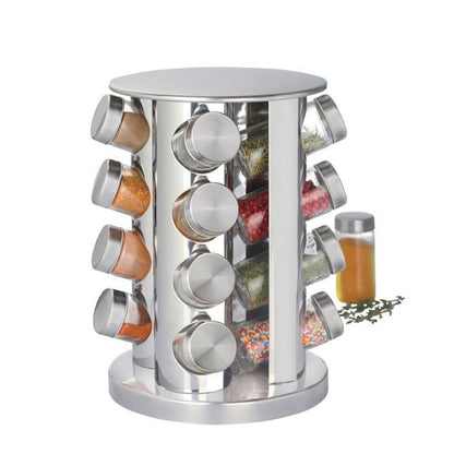 Carrusel de Especias Giratorio con 16 Tarros de Cristal