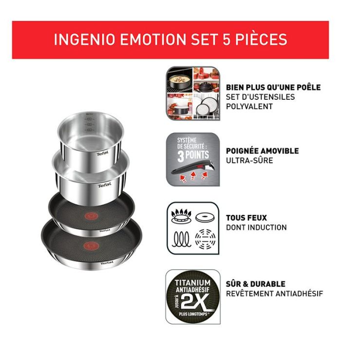 Batería ollas y cacerolas TEFAL Ingenio Emotion 5pcs