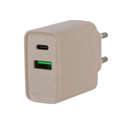 Edenwood Cargador 20W Eco USB‑C USB‑A Beige Rápido