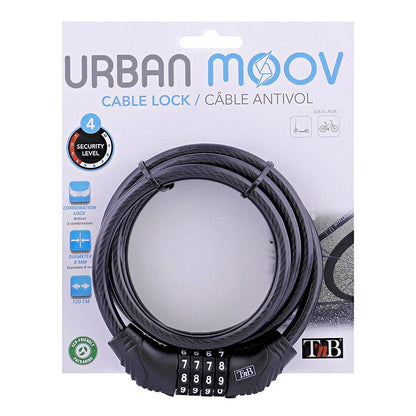 T’NB Antirrobo TNB Espiral Candado Negro 120 cm