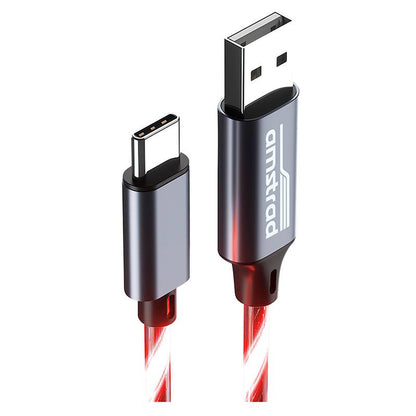 Cable LED AMSTRAD USB‑A a USB‑C Rojo 3 m