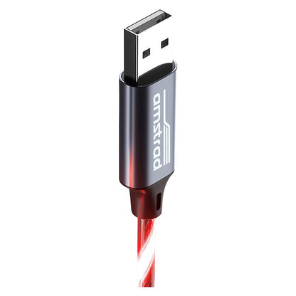 Cable LED AMSTRAD USB‑A a USB‑C Rojo 3 m