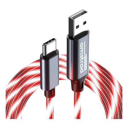 Cable LED AMSTRAD USB‑A a USB‑C Rojo 3 m