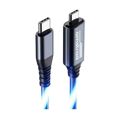 Cable LED AMSTRAD USB-C/USB-C 3 m Azul