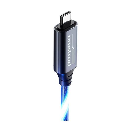 Cable LED AMSTRAD USB-C/USB-C 3 m Azul