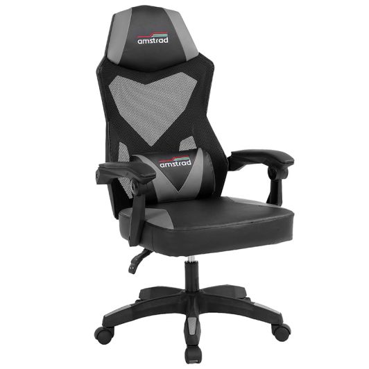 AMSTRAD Silla Gaming Reclinable Gris con Soporte Lumbar