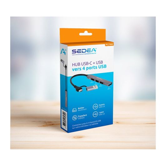 SEDEA USB‑C Hub con Adaptador 4 Puertos